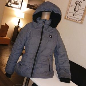 Calvin Klein Gray Unisex Puffer Bomber Coat Jacket